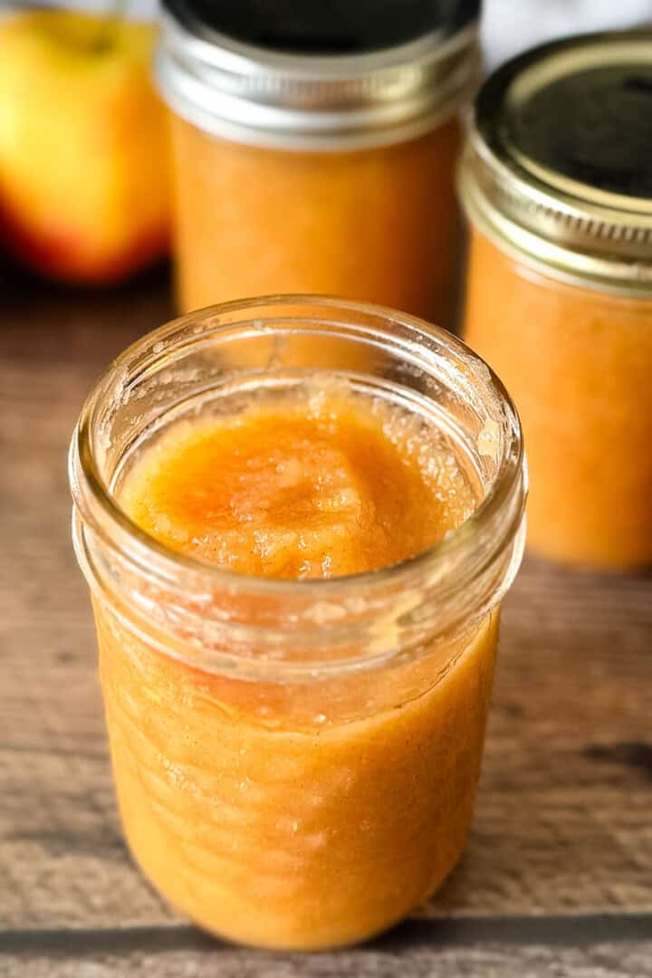 Jars of homemade applesauce